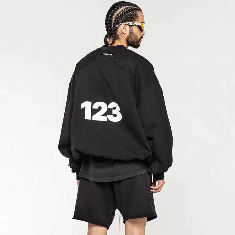 RRR123 European and American High Street Simple Digital LOGO Print Loose Round Neck Pullover Couple's Sweatshirt *