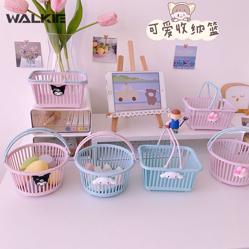 Giỏ Đựng Đồ Mua Sắm Bằng Nhựa In Họa Tiết Hoạt Hình Kuromi Cinnamoroll My Melody Dễ Thương Để Bàn Tiện Dụng