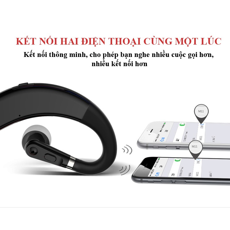 Tai nghe Bluetooth pin trâu M11 nghe nhạc liên tục 12h, âm thanh HD chống ồn, tập thể thao