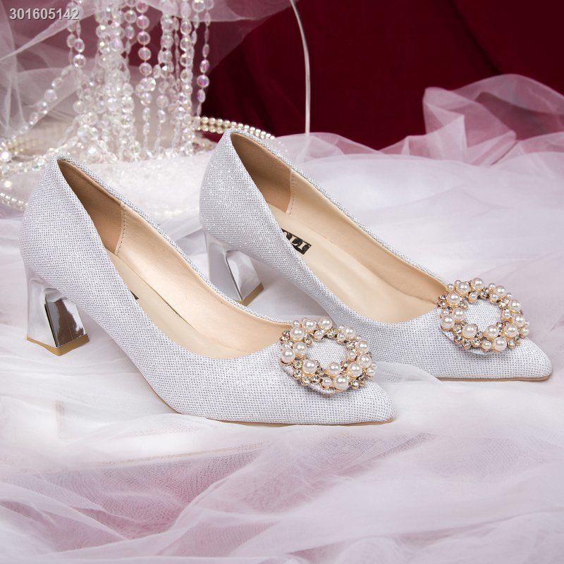 Wedding shoes women 2021 new bride wedding shoes sequins dress high heels stiletto bridesmaid wedding shoes crystal shoes