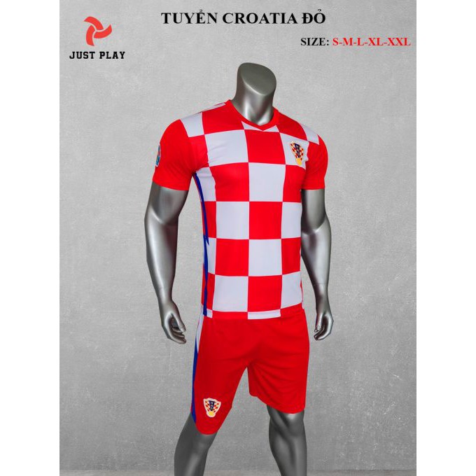 Đồ đá banh ĐT Croatia đỏ Vải thun lạnh cao cấp