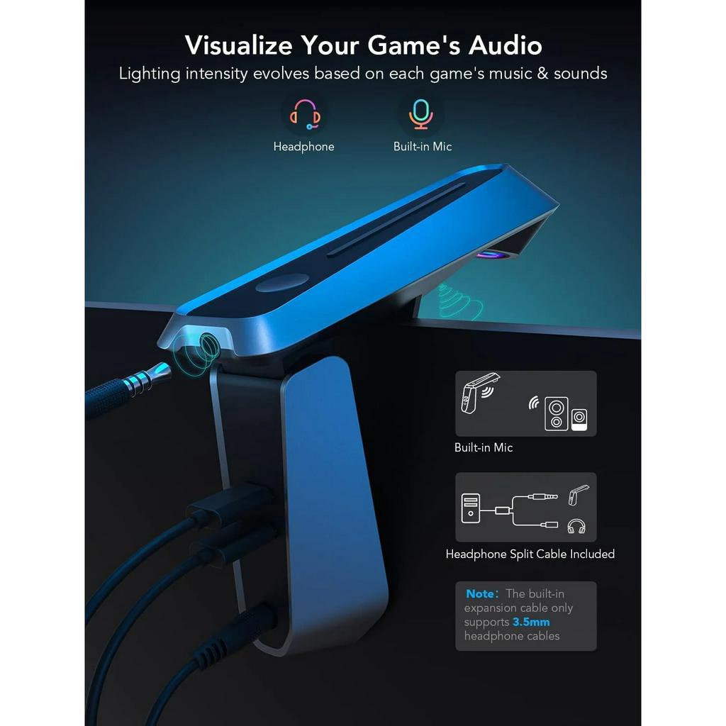 Đèn LED RGB Gaming Govee DreamView G1 Pro Gaming Light H604A | Đèn cho không gian chơi game, giải trí | Chuyển màu