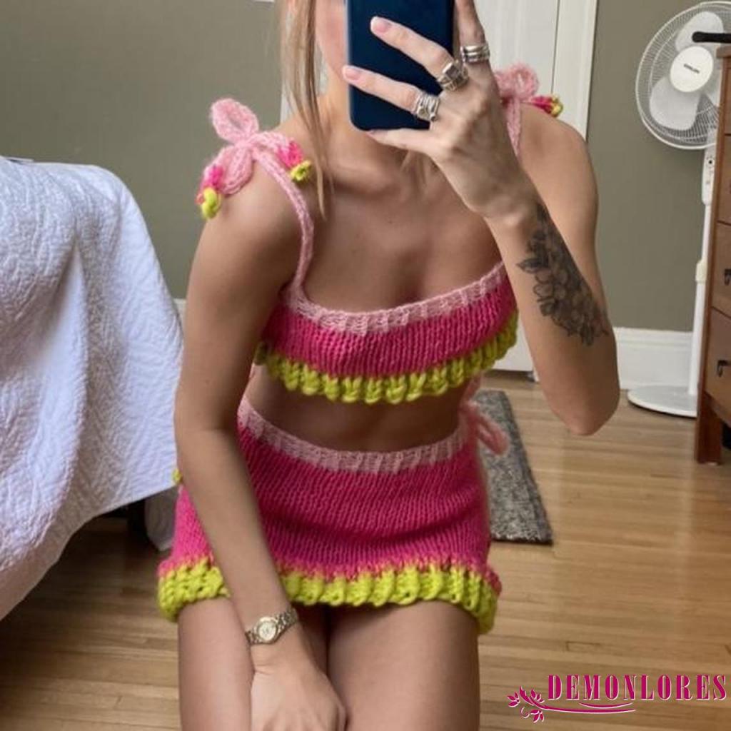 Set Áo Hai Dây Phối Chân Váy Lưng Thun Thiết Kế Độc Đáo Thời Trang Cá Tính Cho Nữ