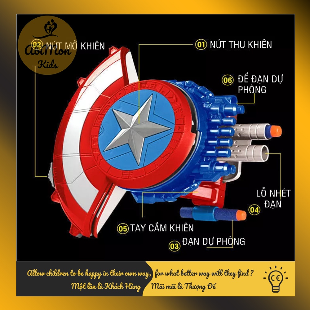 Đồ Chơi Khiên Đội Trưởng Mỹ Cho Bé (Captain America) ☘️ Montessori cao cấp ✨ Đồ chơi Giáo Dục - An toàn - Thông minh