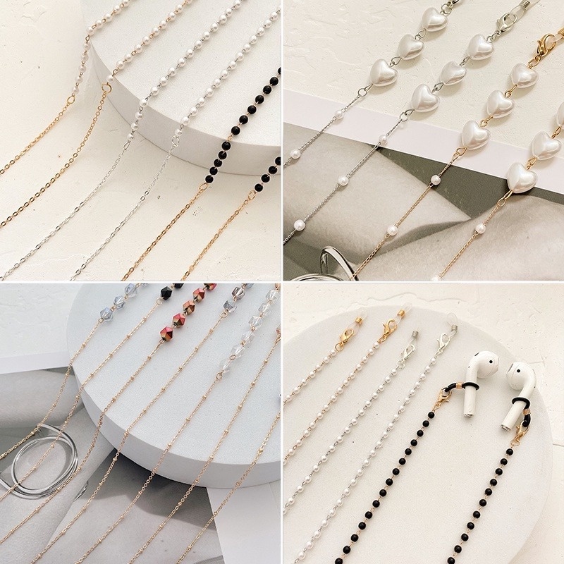 Dây Đeo Cổ Kiêm Mặt Nạ Mắt Đính Hạt Ngọc Trai Chống Thất Lạc Tiện Dụng