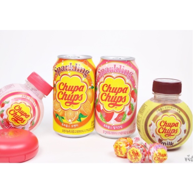 [LẺ 1 LON] Soda Trái Cây Vị Kẹo Chupa Chups Nho Dâu Cam Cực Ngon - Hàn Quốc