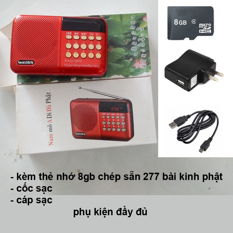 Máy nghe FM, Kinh Phật, Nhạc, hỗ trợ thẻ nhớ + USB Pin sạc - model K518