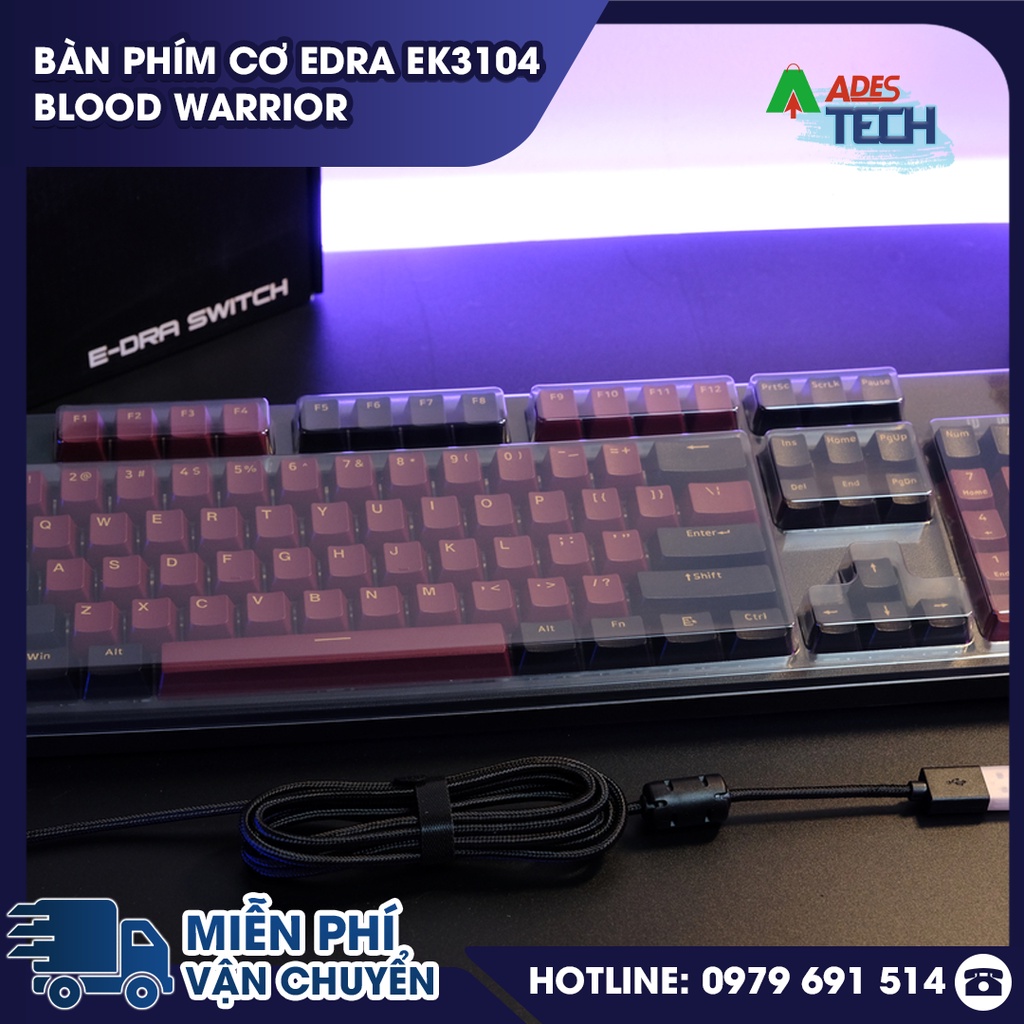 Bàn phím cơ EDRA EK3104 Blood Warrior RGB LED