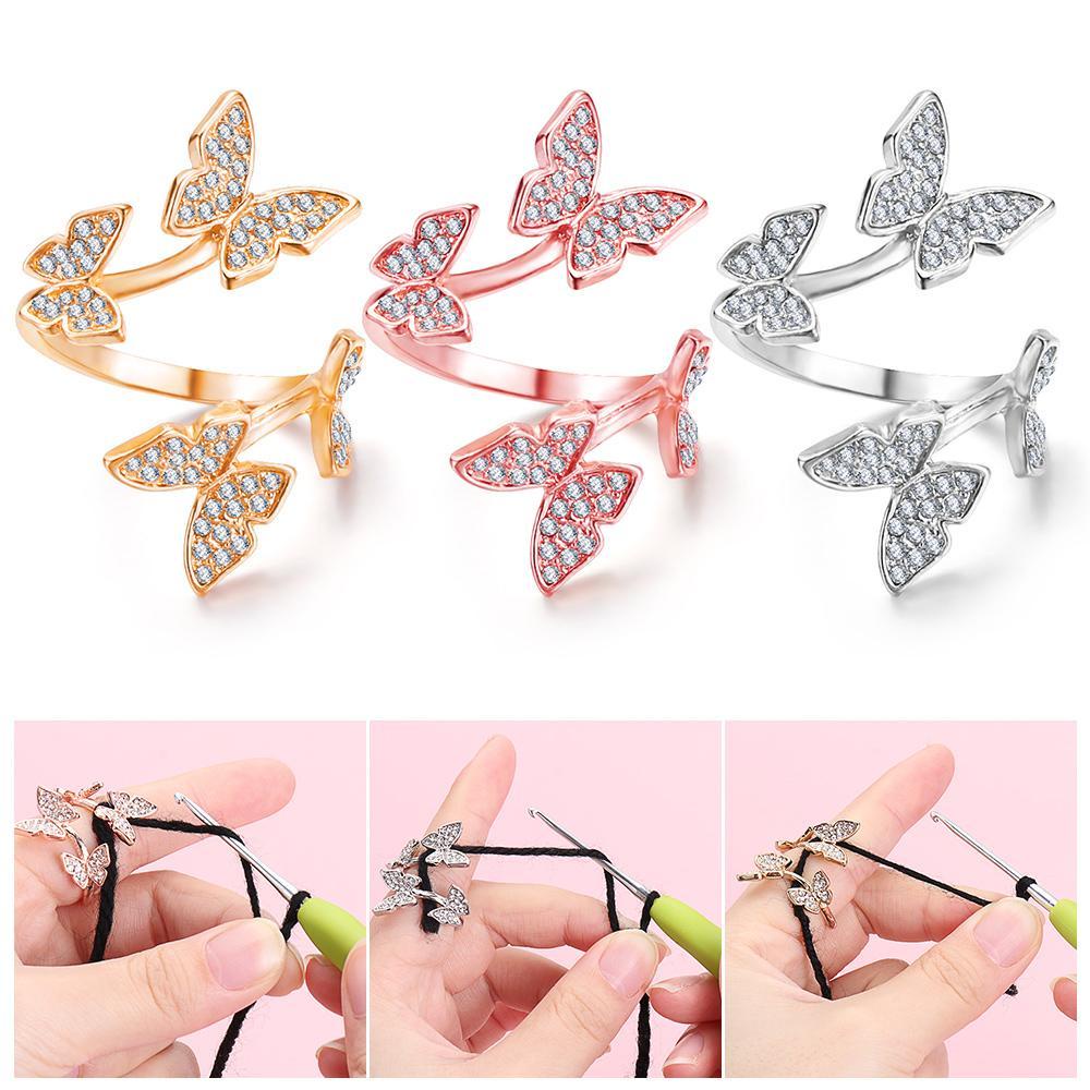 Nhẫn Đan Len Hình Bướm Có Thể Điều Chỉnh Kích Thước