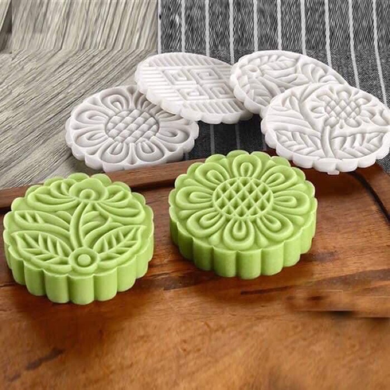 Bộ Khuôn Làm Bánh Trung Thu 100g 6 Mặt Khuôn Hình Hoa