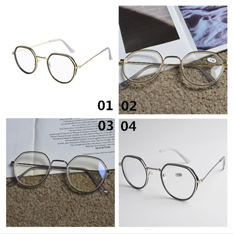 【sweet】woman fashion retro Anti-blue Light Glasses Metal Frame Flat Lens Glasses with Clip Ring