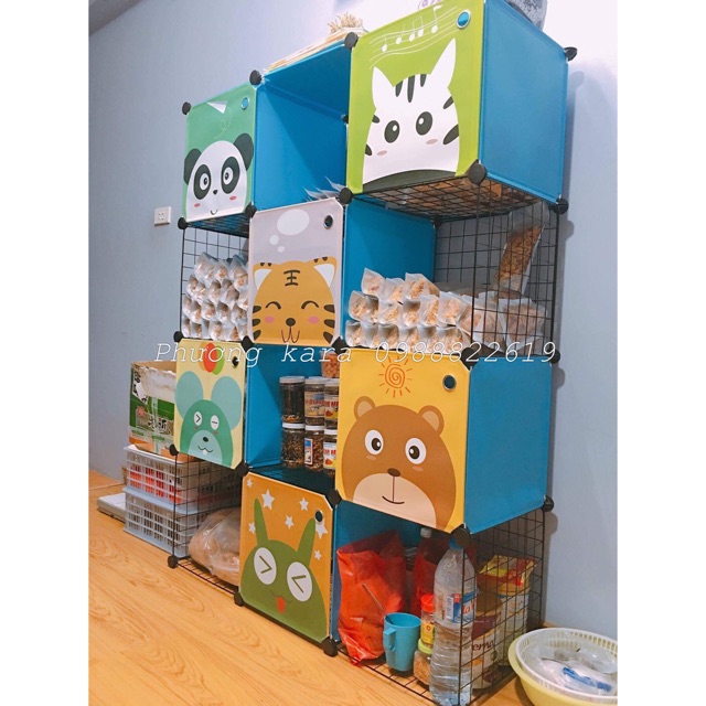 KỆ ĐA NĂNG 12 Ô TỦ ĐỰNG ĐỒ BẰNG NHỰA VÀ LƯỚI THÉP SIZE 37x37cm.