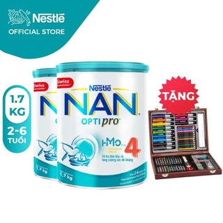 2 hộp sữa NAN Optipro 4 1.7kg tặng 1 vali màu gỗ