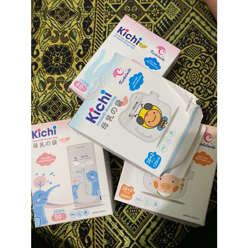 Túi trữ sữa mẹ Kichilachi không chứa BPA an toàn cho bé dung tích 100/120/150/200/250ml