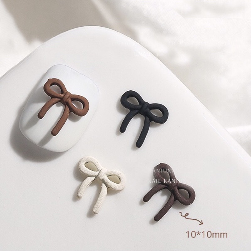 Charm nail bột, phụ kiện trang trí móng tay hình nơ, chữ, trái tim, gấu siêu bền