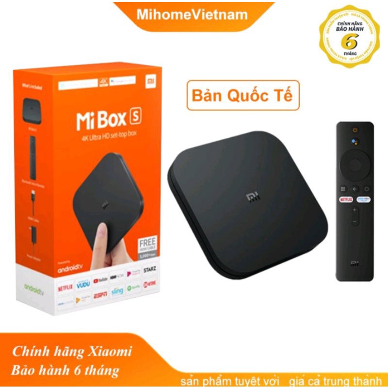 Tivi Box Xiaomi Mibox S 4K Bản Quốc Tế chính hãng digiword Tiếng Việt tìm kiếm giọng nói
