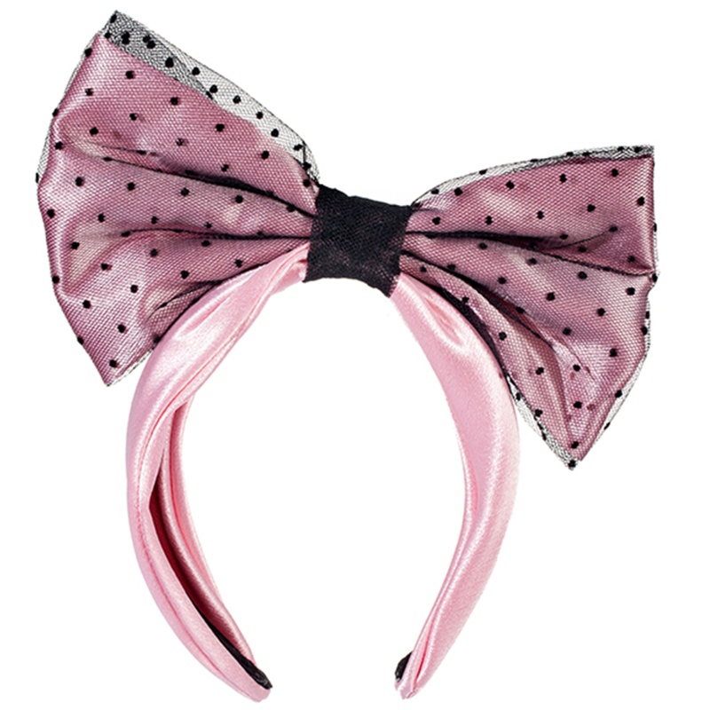 Nơ Cài Tóc Bản Lớn Họa Tiết Chấm Bi