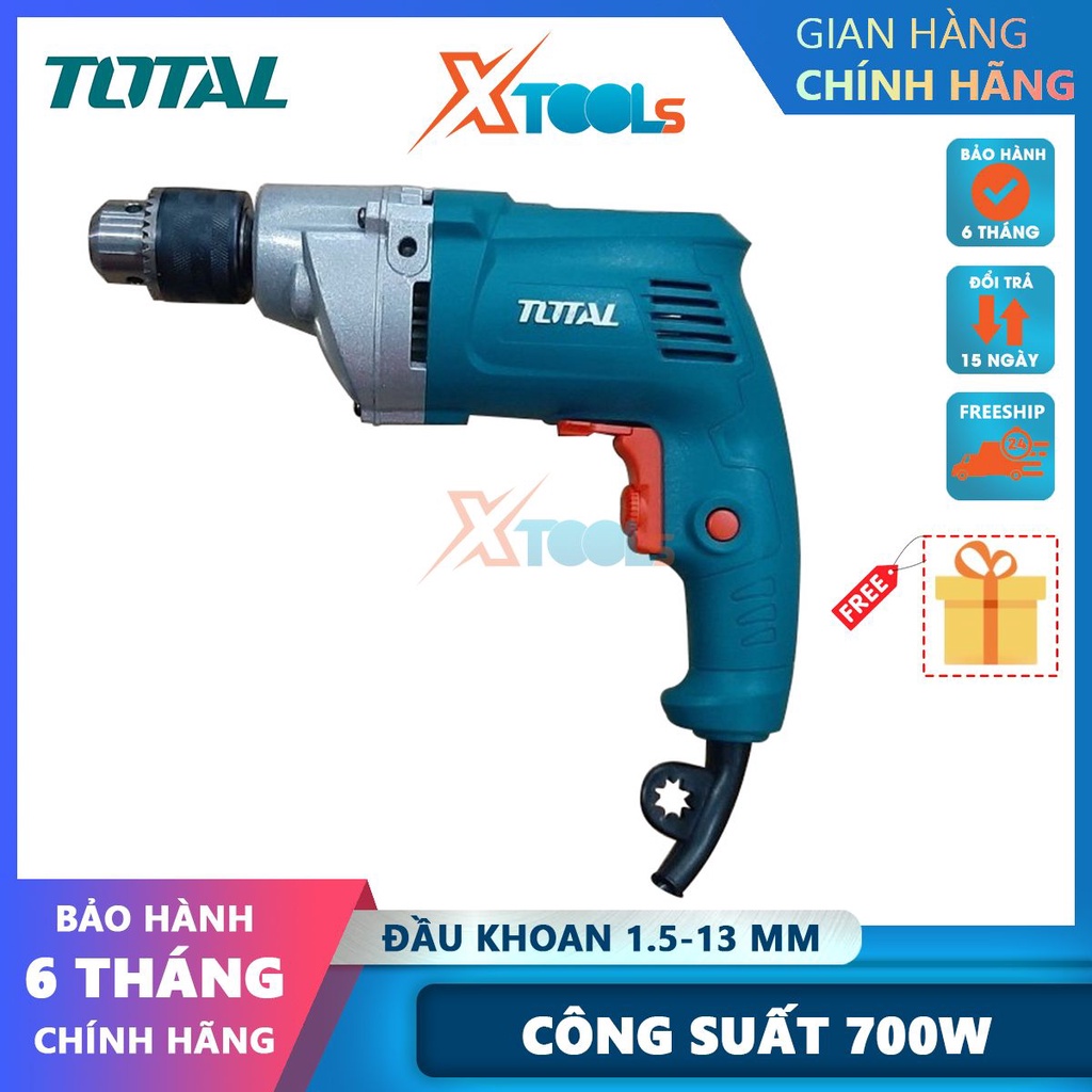 Máy khoan cầm tay Total TD207131E công suất 700w tốc độ 1200rpm đầu khoan 1.5-13mm khả năng khoan sắt[CHÍNH HÃNG][XTOOLS