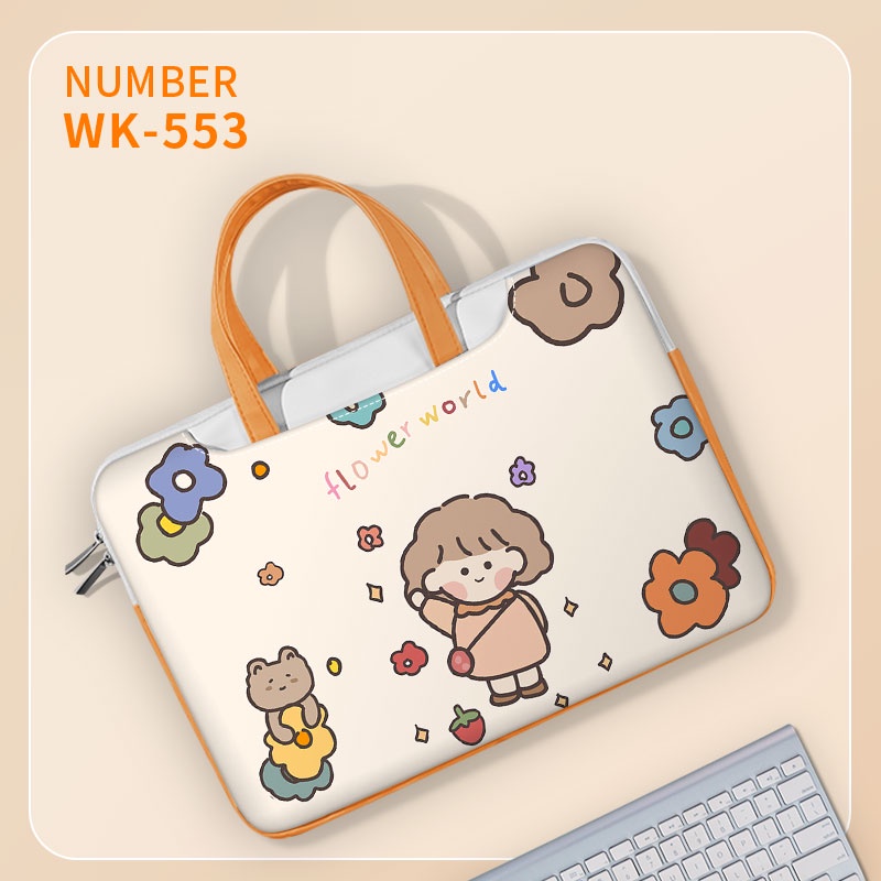 Túi đựng máy tính xách tay màu cam dễ thương 13-17 inch Ba lô Tote Hộp đựng