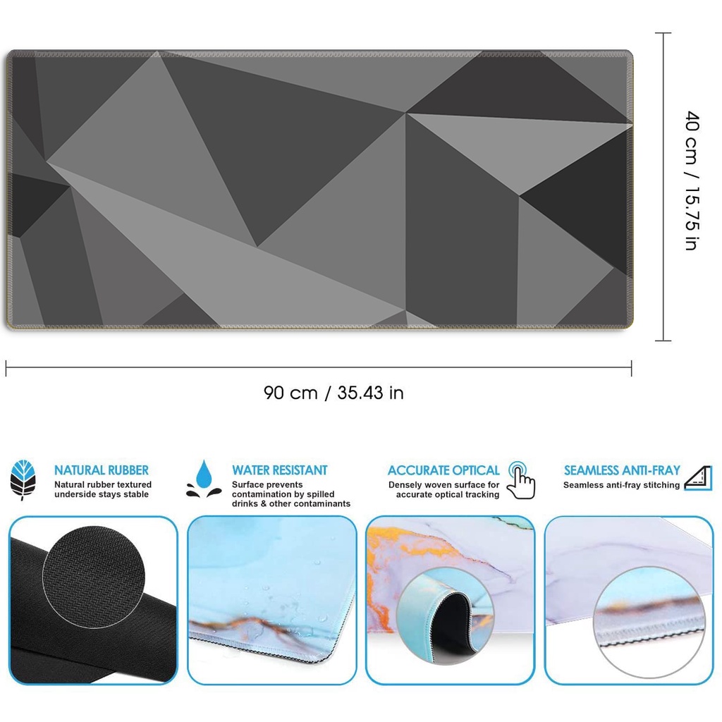 Miếng lót chuột chơi game hình đa giác màu xám