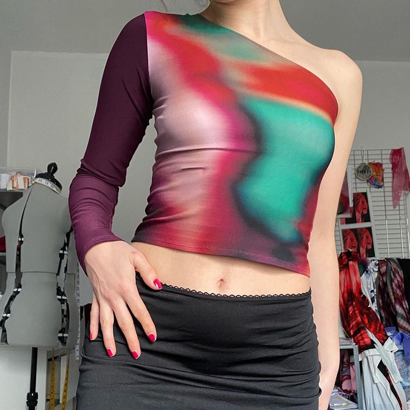Áo Thun Crop Top Nữ In Hình Nhiều Màu Sắc Thời Trang d0316