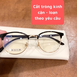 Gọng Kính Cận Nữ Nhựa Dẻo Viền Kim Loại Tr90 Mắt Tròn 6214