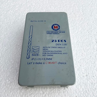 Bộ 25 mũi khoan sắt 1mm-13mm C-Mart