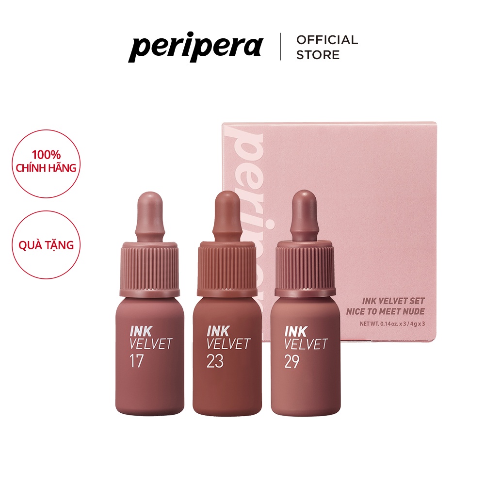 Bộ son môi PERIPERA màu nude mịn màng 4gx3