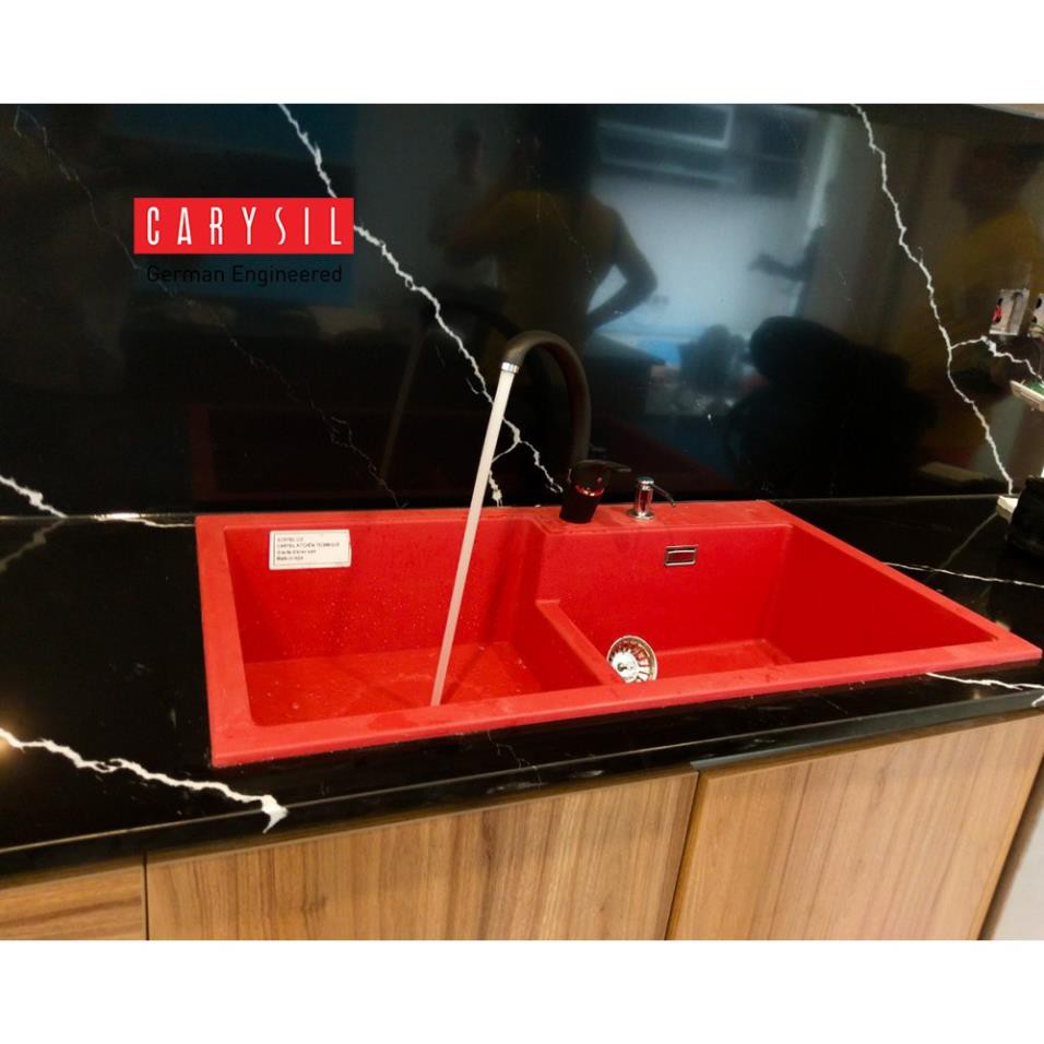 CARYSIL - Chậu Rửa Chén Bằng Đá Granite Màu Đỏ - TIP2-05 - RED - 860x500mm