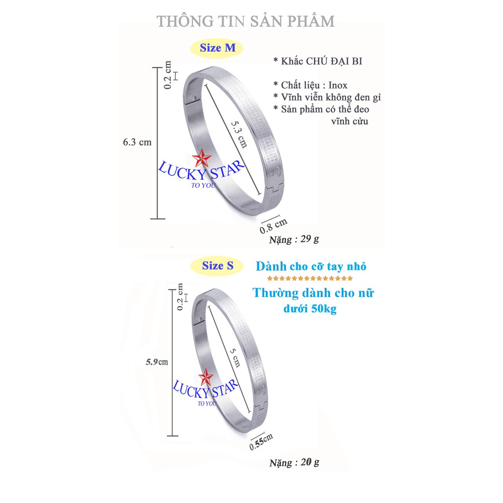 Vòng tay Chú Đại Bi nam nữ thời trang -trắng sáng vĩnh viễn không đen