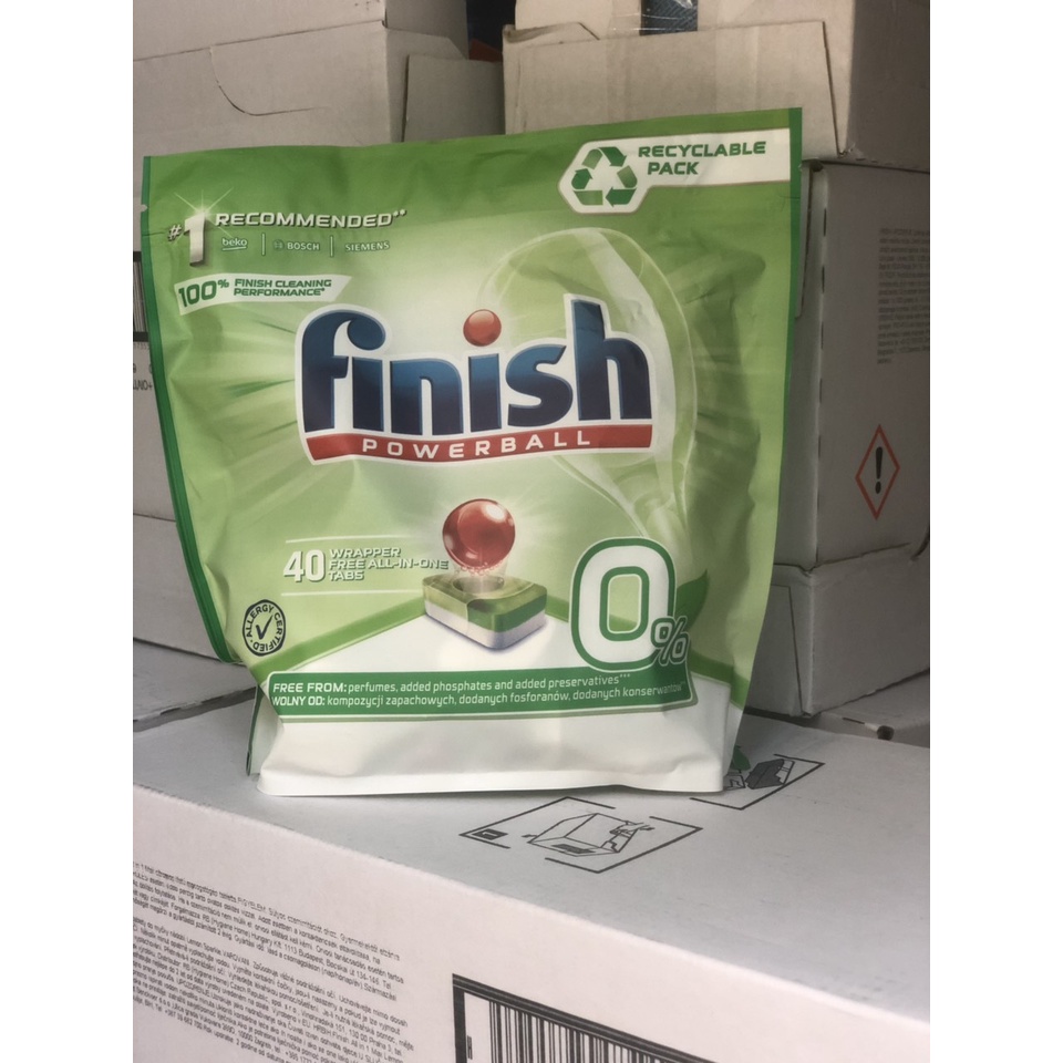 Viên Gel rửa chén bát hữu cơ sinh học Finish Eco 0%