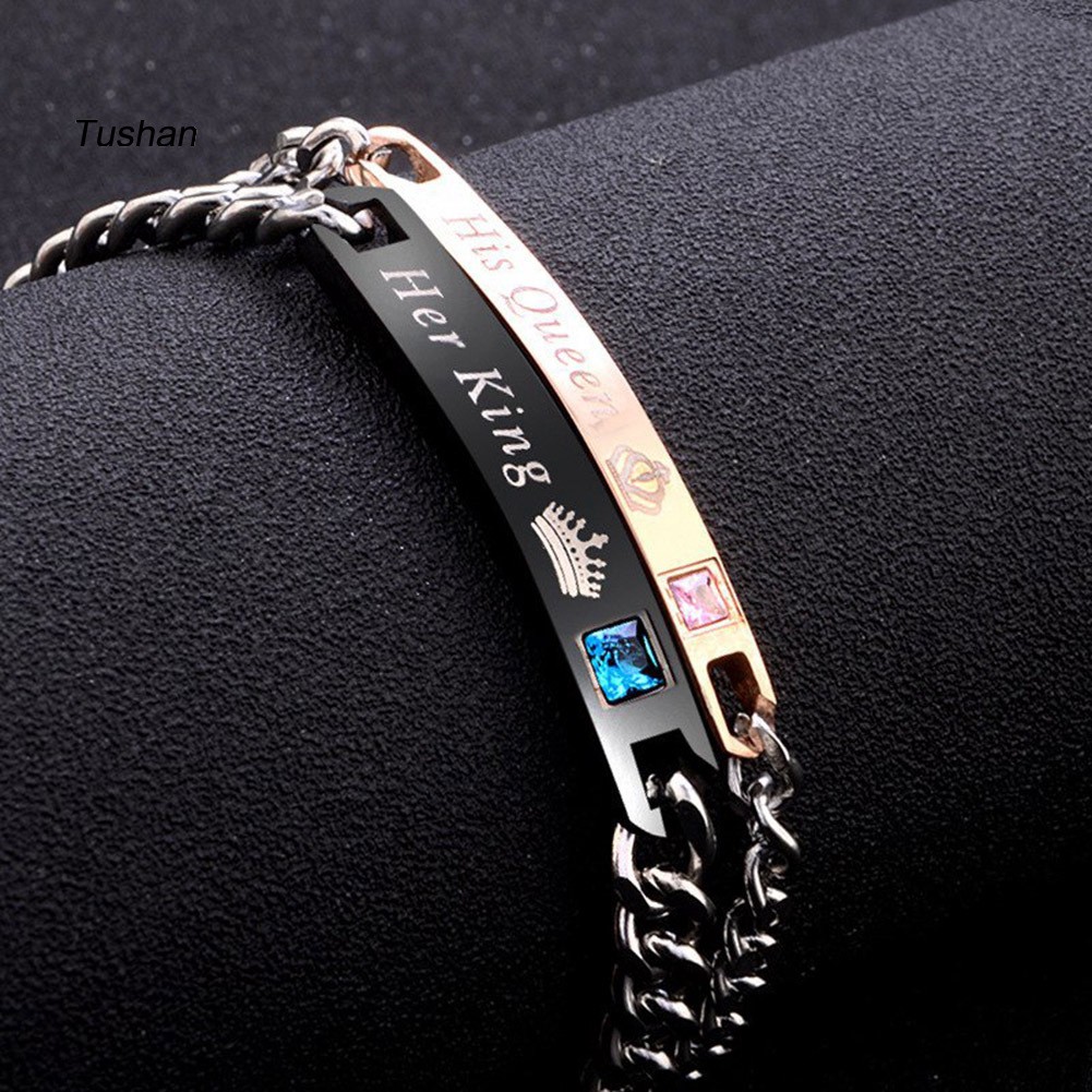 TUSH_His Queen Her King Crown Couple Lover Wristband Bracelet Bangle Jewelry Gift