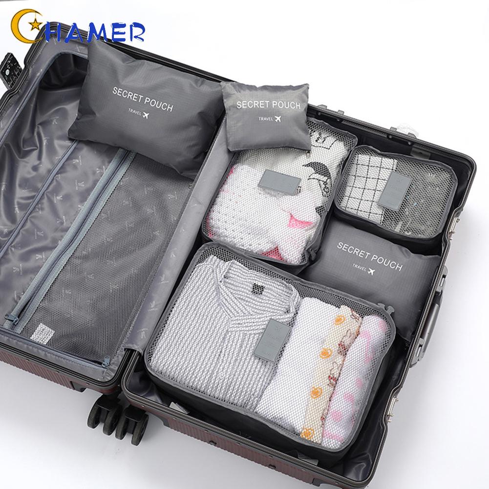 CHAMER- ~6 X Packing Cubes Travel Pouches Luggage Organiser-Clothes Suitcase Storage Bag