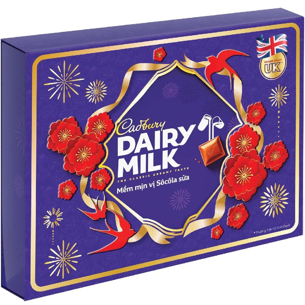 [BÁNH KẸO TẾT 2022] Hộp quà Socola Cadbury Dairy Milk 222G Chính Hãng