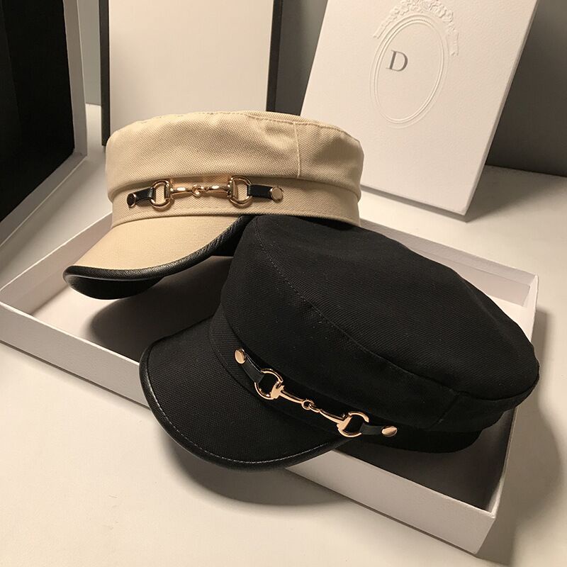 Mũ Beret Phối Khóa Kim Loại Thời Trang Thu Đông Cho Nữ