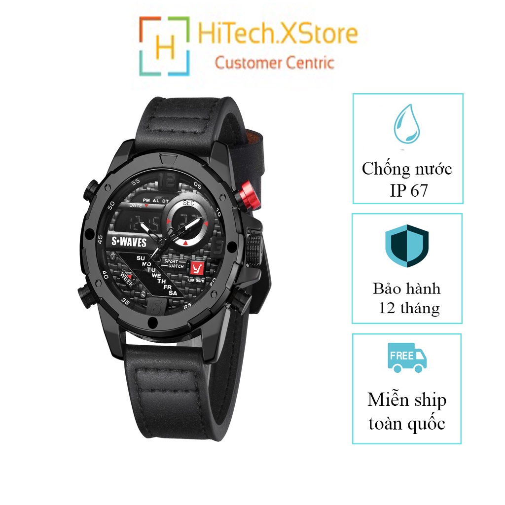 Đồng Hồ Nam Swave Thể Thao, Dây Da Cao Cấp, Hiển Thị 2 Mặt Kim Điện Tử Song Song, Mặt Kính Sapphire Siêu Bền | BigBuy360 - bigbuy360.vn