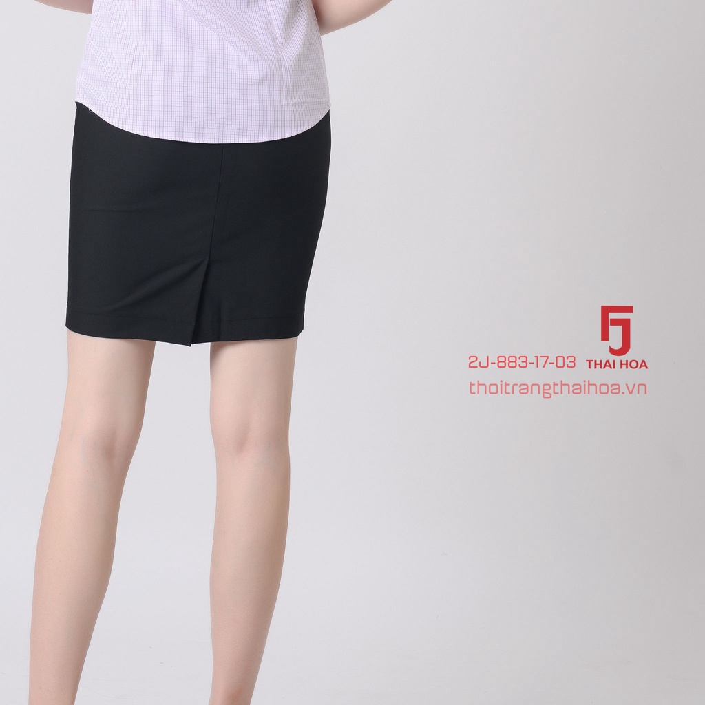 Chân váy công sở dài ngắn bigsize đen chữ a Thái Hòa 2J883-17