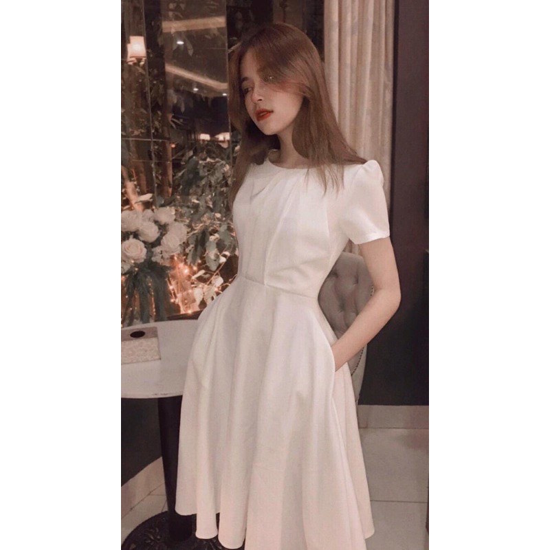 Váy trắng thiết kế Vivian Dress dự tiệc đi cưới sự kiện - Ảnh thật 100% - Thời Trang Váy