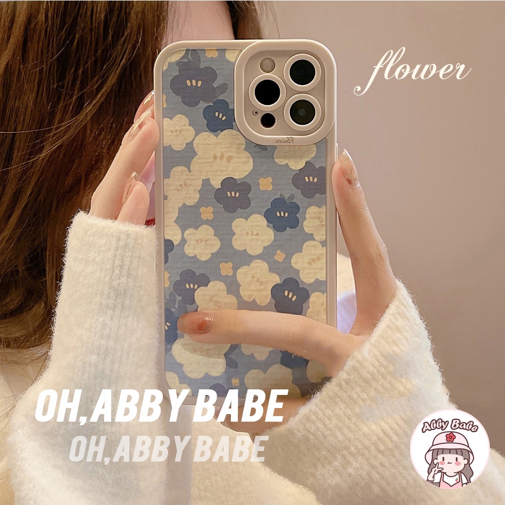 Ốp Điện Thoại TPU Mềm Chống Sốc Họa Tiết Tranh Sơn Dầu Hoa Xanh Dương Retro Cho IP 13 12 11 Pro Max XR 8 7 Plus