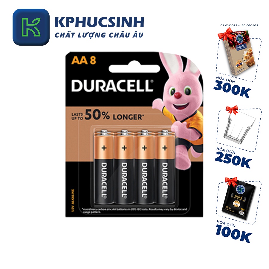 Pin kiềm Duracell Coppertop AA vỉ 8 viên KPHUCSINH - Hàng Chính Hãng