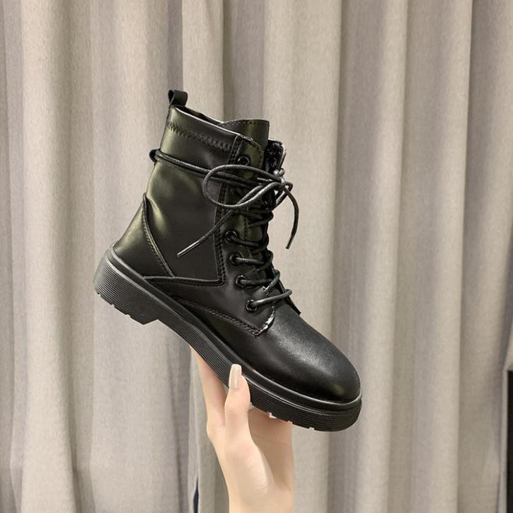 Giày bốt nữ Martin cổ thấp 💥BÁN CHẠY - GIÁ RẺ💥 giày bốt đen nữ phong cách Ulzzang đế cao 2cm | BigBuy360 - bigbuy360.vn