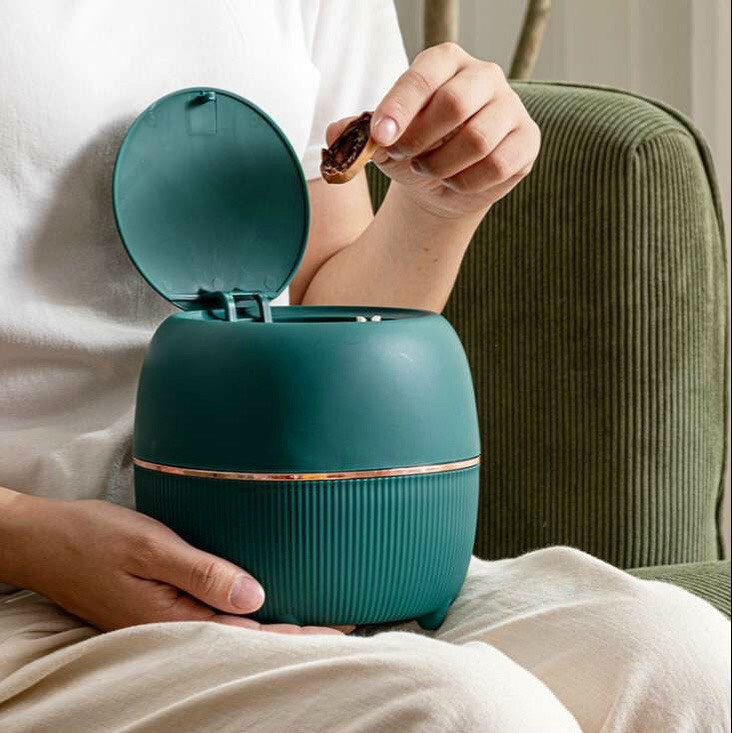 Thùng rác mini để bàn tiện lợi có nắp bấm Thùng rác văn phòng thông minh phong cách hiện đại