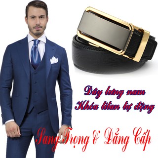 Dây lưng, dây nịt nam hàng đẹp, khoá hợp kim Titan