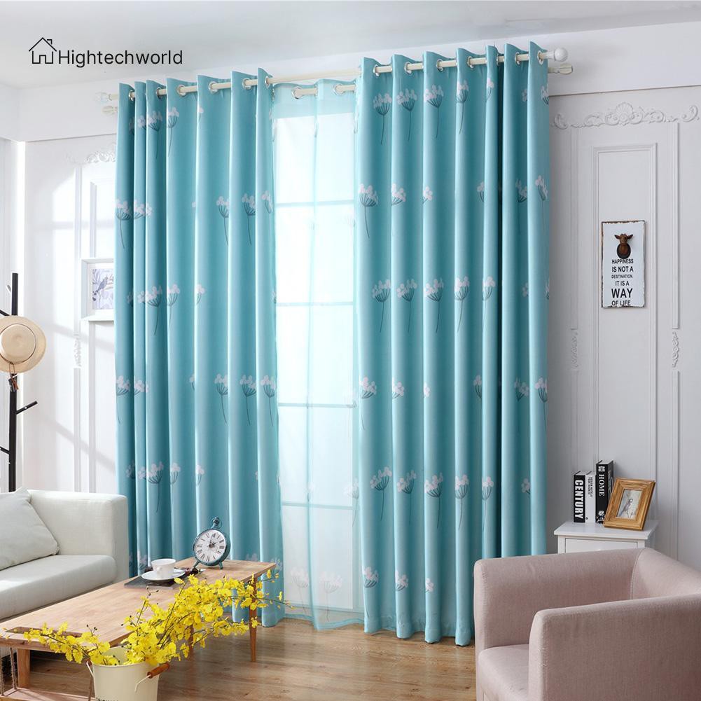 Rèm cửa sổ 100x250cm họa tiết bông hoa nền xanh dương