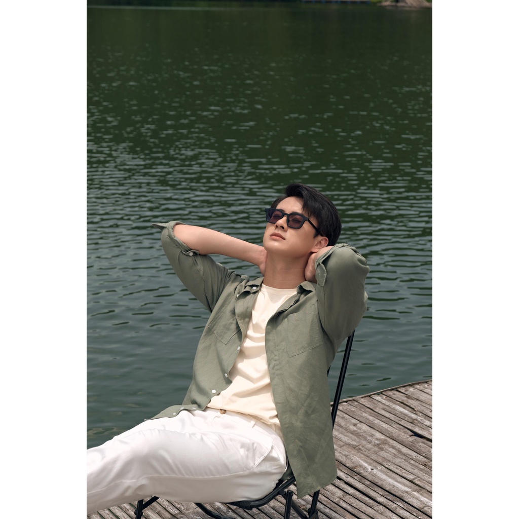 Áo sơ mi dài tay cổ bẻ thương hiệu thời trang nam 360Boutique chất liệu linen cao cấp - STDTK317