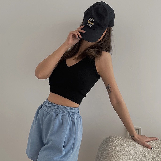 [Mã TOPMAY giảm đến 25k đơn 150k] Áo Croptop Nữ Sát Nách Cổ Tim - Tharo Clothing [AO00083] | BigBuy360 - bigbuy360.vn