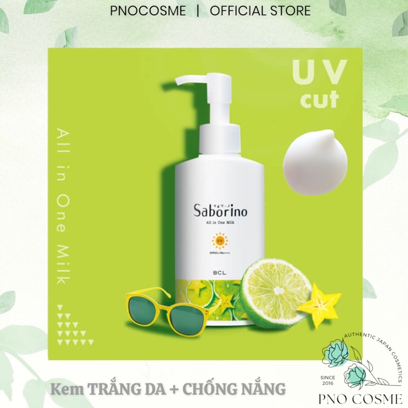 𝐒𝐚𝐛𝐨𝐫𝐢𝐧𝐨 All in one Milk - Kem dưỡng trắng da Body + Chống nắng Saborino