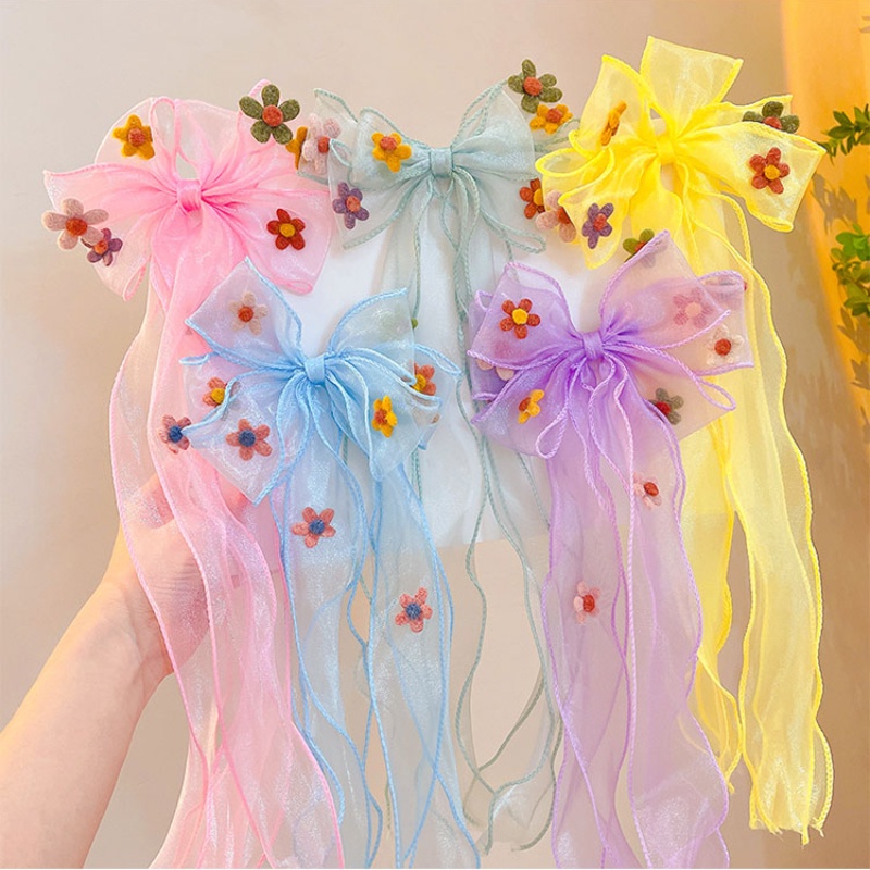 Kẹp Tóc Nơ Ruy Băng Dài Dễ Thương Cho Bé Gái