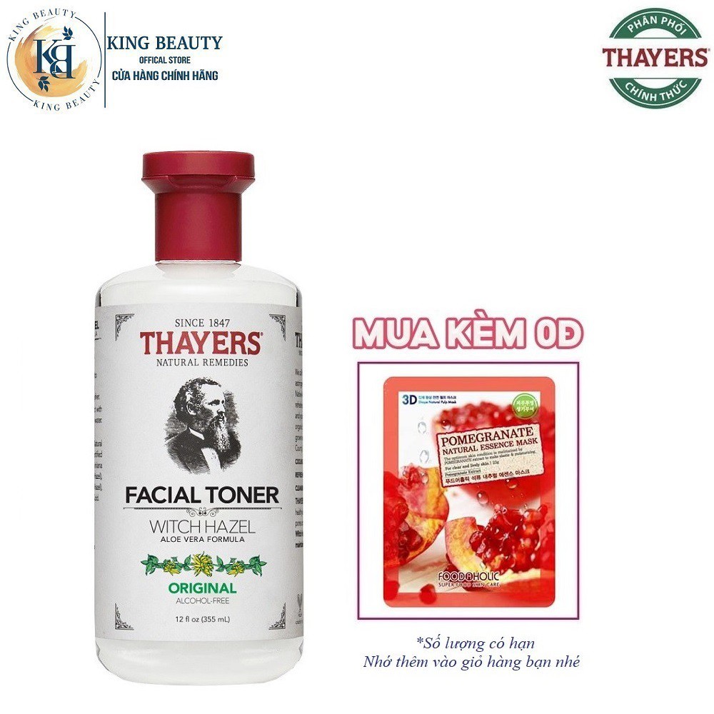 Nước Hoa Hồng chống oxi hóa, làm dịu da, giảm mụn Không Cồn Thayers Alcohol Free Witch Hazel Original 355ml