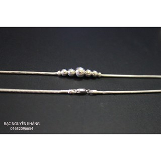 Vòng cổ bạc ta cho bé, dây mì, mặt bi